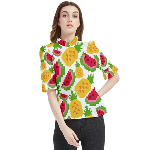 Watermelon-pattern-se-fruit-summer Frill Neck Blouse by Amaryn4rt