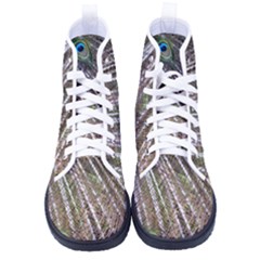 Peacock-feathers-pattern-colorful Men s High-top Canvas Sneakers by Amaryn4rt