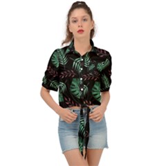 Geometric-seamless-pattern Tie Front Shirt  by Amaryn4rt