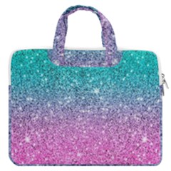 Pink And Turquoise Glitter Macbook Pro 13  Double Pocket Laptop Bag by Sarkoni