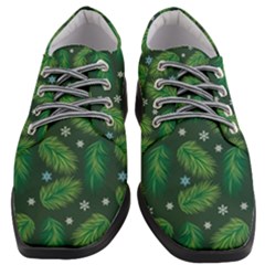 Leaves Snowflake Pattern Holiday Women Heeled Oxford Shoes by Pakjumat