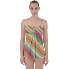 Pattern Design Abstract Pastels Babydoll Tankini Top by Pakjumat