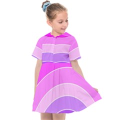 Pink Rainbow Purple Design Pattern Kids  Sailor Dress by Pakjumat