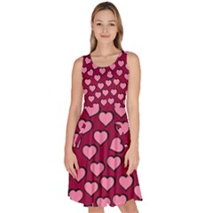 Pattern Pink Abstract Heart Knee Length Skater Dress With Pockets by Pakjumat