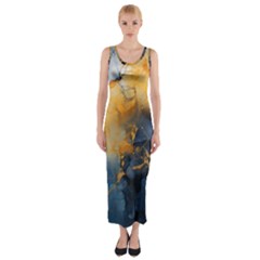 Abstract Marble Design Background Fitted Maxi Dress by Pakjumat