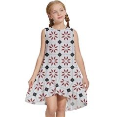 Tile Pattern Design Flowers Kids  Frill Swing Dress by Pakjumat