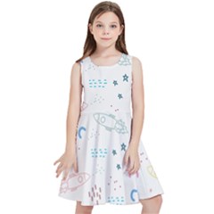 Spaceship Pattern Star Kids  Skater Dress by Pakjumat