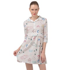 Spaceship Pattern Star Mini Skater Shirt Dress by Pakjumat