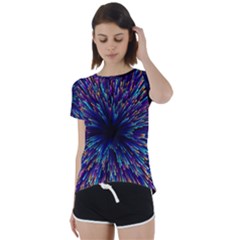 Abstract Beam Blast Short Sleeve Open Back T-shirt by Pakjumat