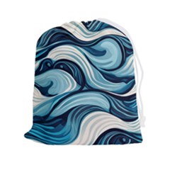 Pattern Ocean Waves Arctic Ocean Blue Nature Sea Drawstring Pouch (2xl) by Pakjumat