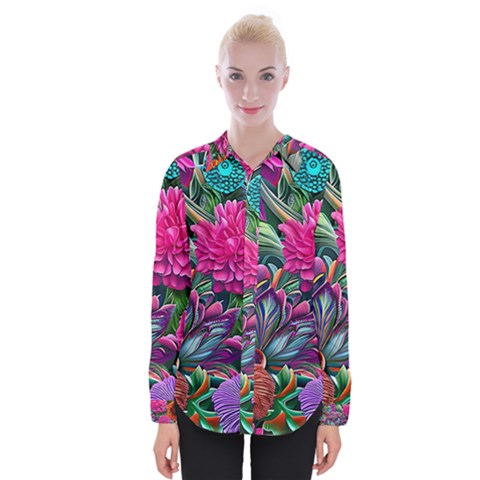 Flowers Nature Spring Blossom Flora Petals Art Womens Long Sleeve Shirt by Pakjumat