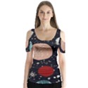 Space Galaxy Pattern Butterfly Sleeve Cutout T-Shirt  View1