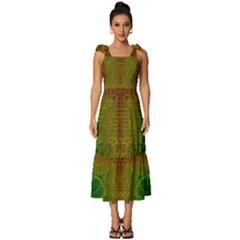 Psychedelic Screen Trippy Tie-strap Tiered Midi Chiffon Dress by Modalart