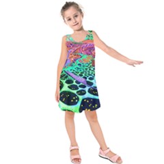 Psychedelic Blacklight Drawing Shapes Art Kids  Sleeveless Dress by Modalart