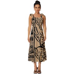 Artistic Psychedelic Tie-strap Tiered Midi Chiffon Dress by Modalart