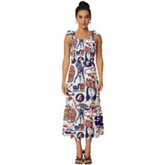 Artistic Psychedelic Doodle Tie-strap Tiered Midi Chiffon Dress by Modalart