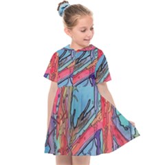 Hippie Peace Sign Psychedelic Trippy Kids  Sailor Dress by Modalart