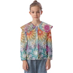 Psychedelic Flowers Yellow Abstract Psicodelia Kids  Peter Pan Collar Blouse by Modalart