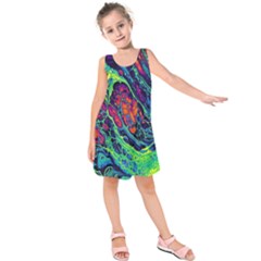 Color Colorful Geoglyser Abstract Holographic Kids  Sleeveless Dress by Modalart