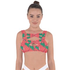 Texture Sweet Strawberry Dessert Food Summer Pattern Bandaged Up Bikini Top by Sarkoni