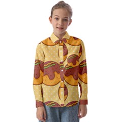 Takoyaki Food Seamless Pattern Kids  Long Sleeve Shirt by Sarkoni