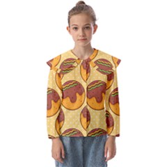 Takoyaki Food Seamless Pattern Kids  Peter Pan Collar Blouse by Sarkoni