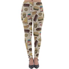 Junk Food Hipster Pattern Lightweight Velour Leggings by Sarkoni