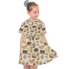 Junk Food Hipster Pattern Kids  Sailor Dress by Sarkoni