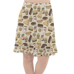 Junk Food Hipster Pattern Fishtail Chiffon Skirt by Sarkoni