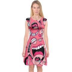 Big Mouth Worm Capsleeve Midi Dress by Dutashop