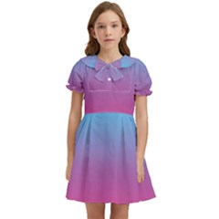 Blue Pink Purple Kids  Bow Tie Puff Sleeve Dress by Dutashop