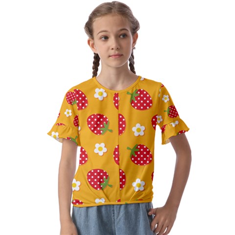 Strawberry Kids  Cuff Sleeve Scrunch Bottom T-shirt by Dutashop