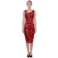 Christmas Texture Pattern Red Craciun Sleeveless Pencil Dress by Sarkoni