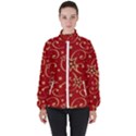 Christmas Texture Pattern Red Craciun Women s High Neck Windbreaker View1