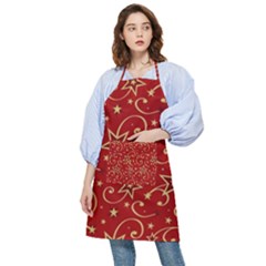 Christmas Texture Pattern Red Craciun Pocket Apron by Sarkoni