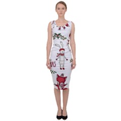 Christmas Characters Pattern Sleeveless Pencil Dress by Sarkoni