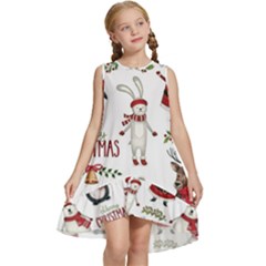 Christmas Characters Pattern Kids  Frill Swing Dress by Sarkoni