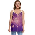 Fireworks On A Purple With Fireworks New Year Christmas Pattern Casual Spaghetti Strap Chiffon Top View1