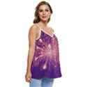 Fireworks On A Purple With Fireworks New Year Christmas Pattern Casual Spaghetti Strap Chiffon Top View3