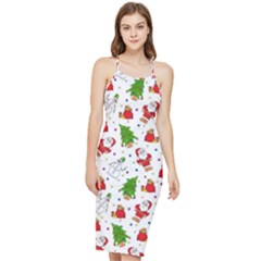 Christmas Santa Pattern Tree Bodycon Cross Back Summer Dress by Sarkoni