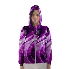 Purple Abstract Merry Christmas Xmas Pattern Women s Hooded Windbreaker by Sarkoni