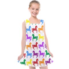 Colorful Horse Background Wallpaper Kids  Cross Back Dress by Amaryn4rt