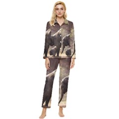 Baby Elephant Watering Hole Womens  Long Sleeve Velvet Pocket Pajamas Set by Sarkoni