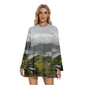 Residential Paddy Field Step Cloud Round Neck Long Sleeve Bohemian Style Chiffon Mini Dress View1