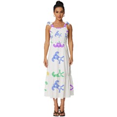 Rainbow Clown Pattern Tie-strap Tiered Midi Chiffon Dress by Amaryn4rt