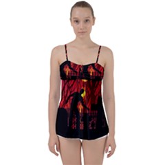 Horror Zombie Ghosts Creepy Babydoll Tankini Top by Amaryn4rt