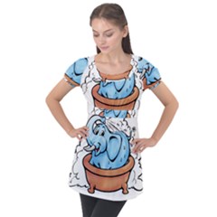 Elephant Bad Shower Puff Sleeve Tunic Top by Amaryn4rt