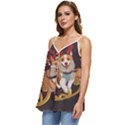 Christmas Santa Claus Dog Sled Casual Spaghetti Strap Chiffon Top View2