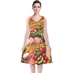 Fruit Snack Diet Bio Food Healthy V-neck Midi Sleeveless Dress  by Sarkoni