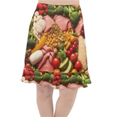 Fruit Snack Diet Bio Food Healthy Fishtail Chiffon Skirt by Sarkoni